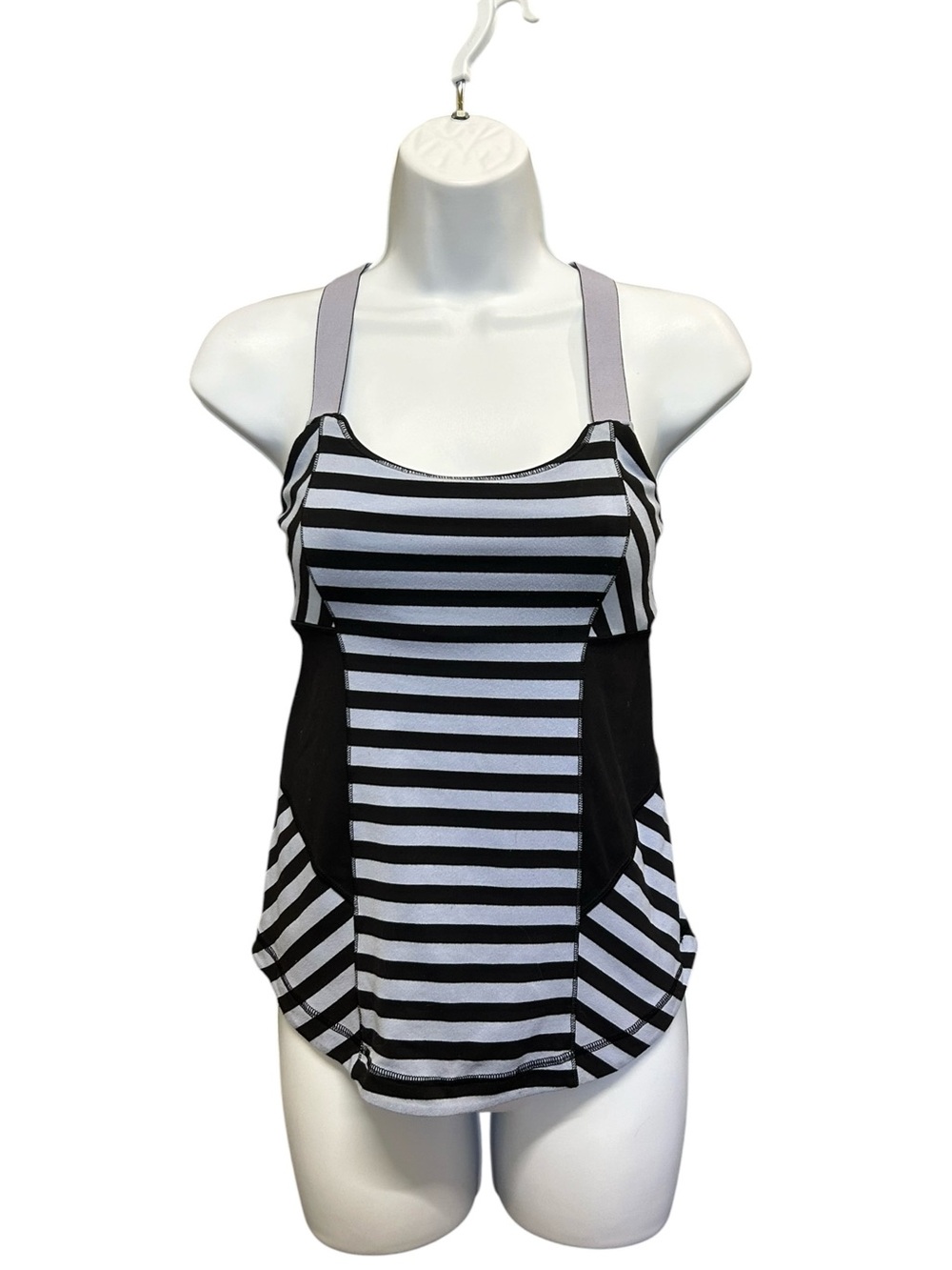 Lululemon Work It Out Tank Sea Stripe Polar Haze Black Size 6